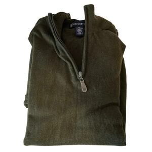 Oxford Golf Mens 100% Merino Wool 1/4 Zip Pullover Sweater Size XXL Green Preppy